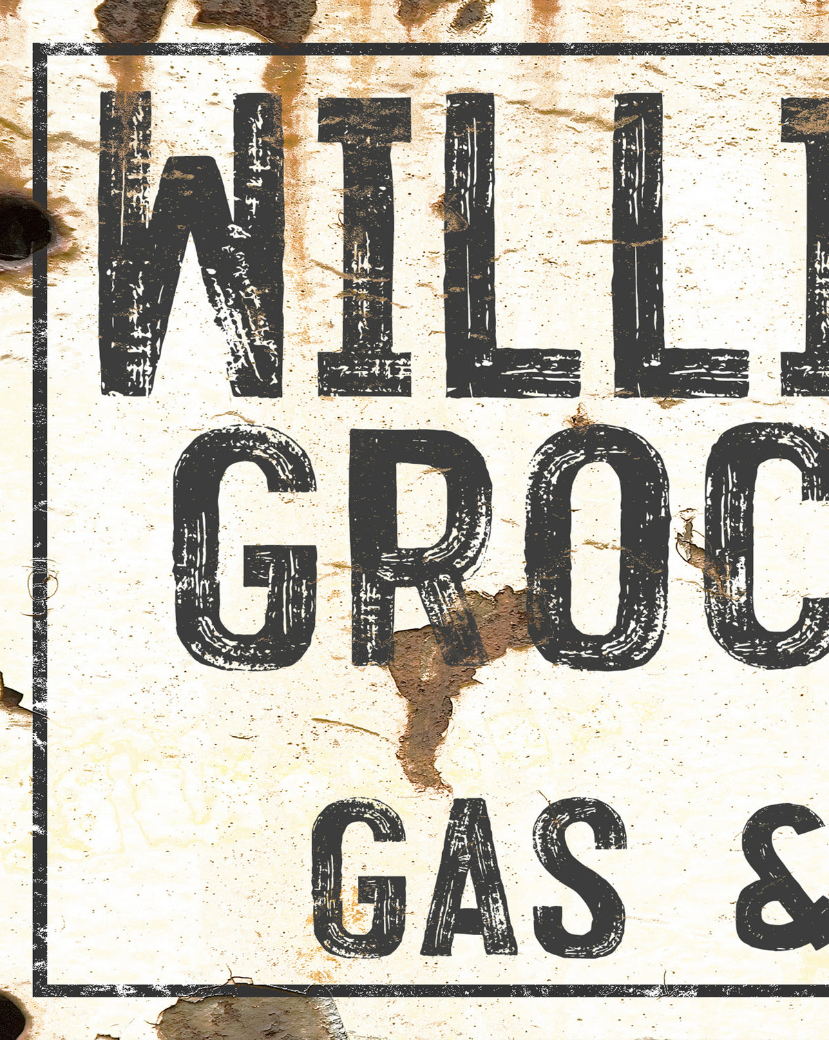 Personalized Williams Grocery Gas & Oil Wall Art - Modern Farmhouse Decor Canvas Prints