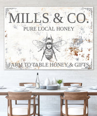Honey Bee Farm Personalized Name Sign Canvas Wall Art  NLSC0128
