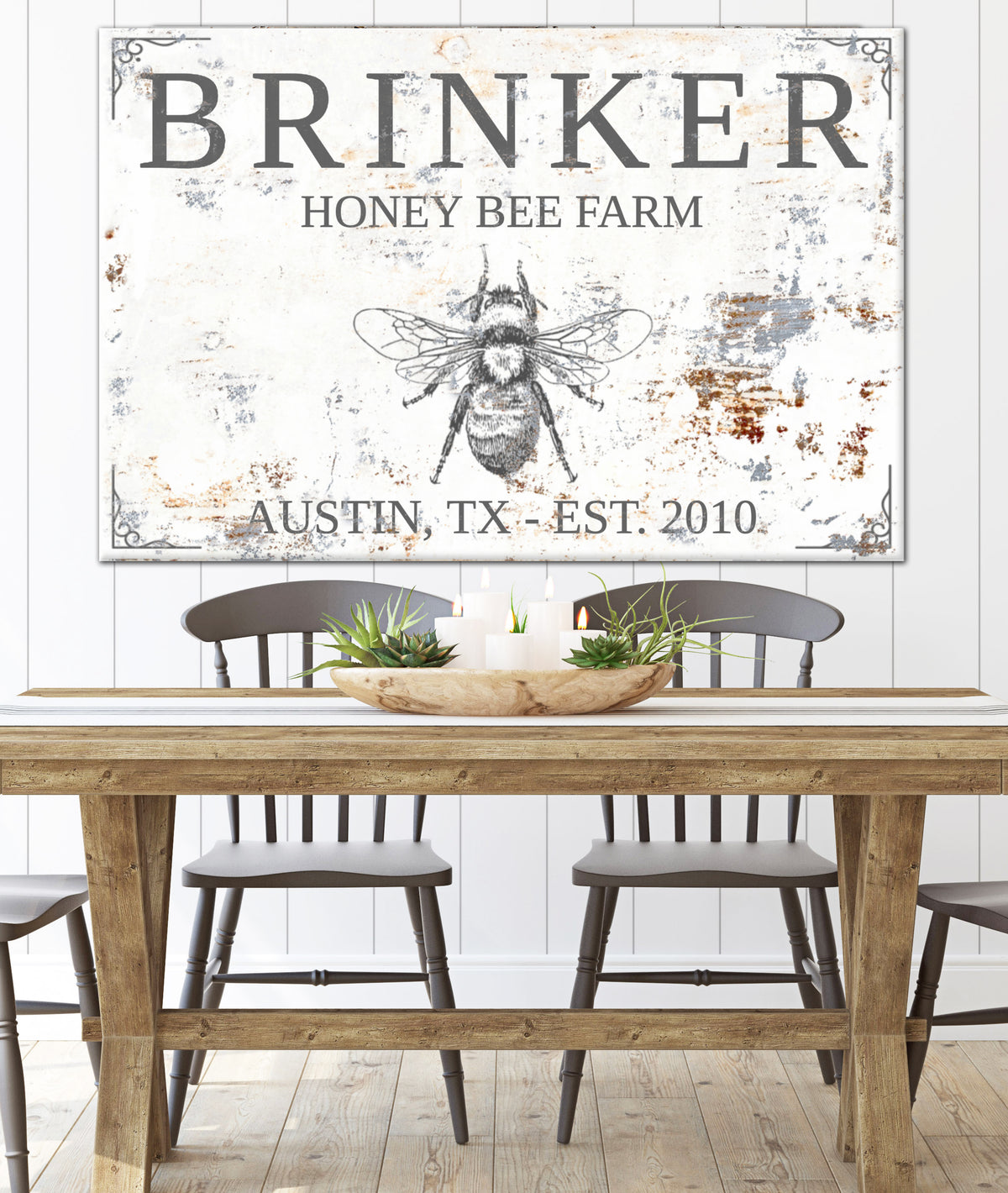 Honey Bee Farm Personalized Name Sign Canvas Wall Art  NLSC0128