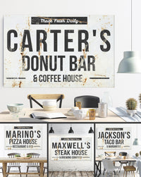 Custom Home Bar Sign with Antique Metal Look on Canvas
