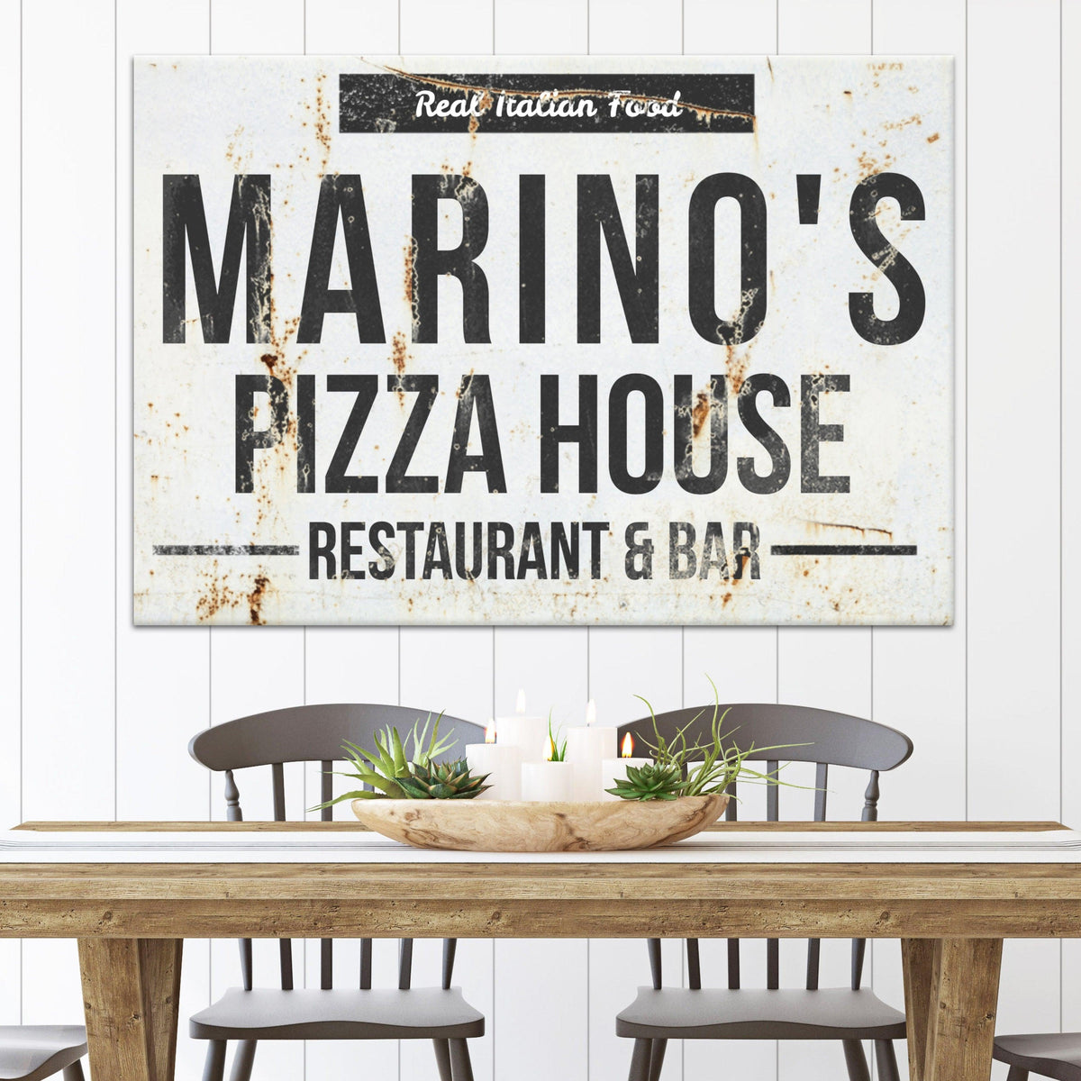 Authentic Vintage-Look Canvas Sign for Coffee Bar