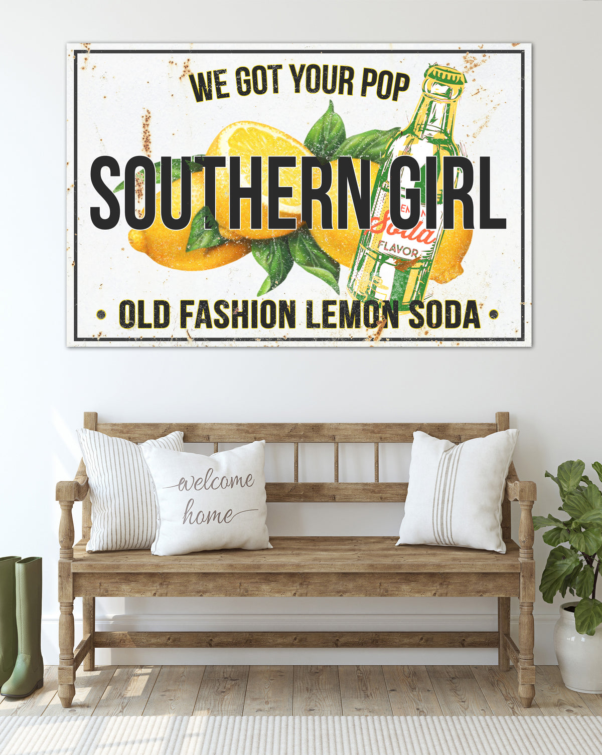 Lemon Soda Wall Art  - Farmhouse Kitchen Sign Canvas Print