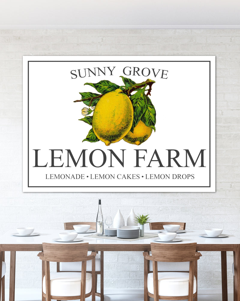 Vintage Lemon Canvas Wall Art - Farmhouse Kitchen Sign