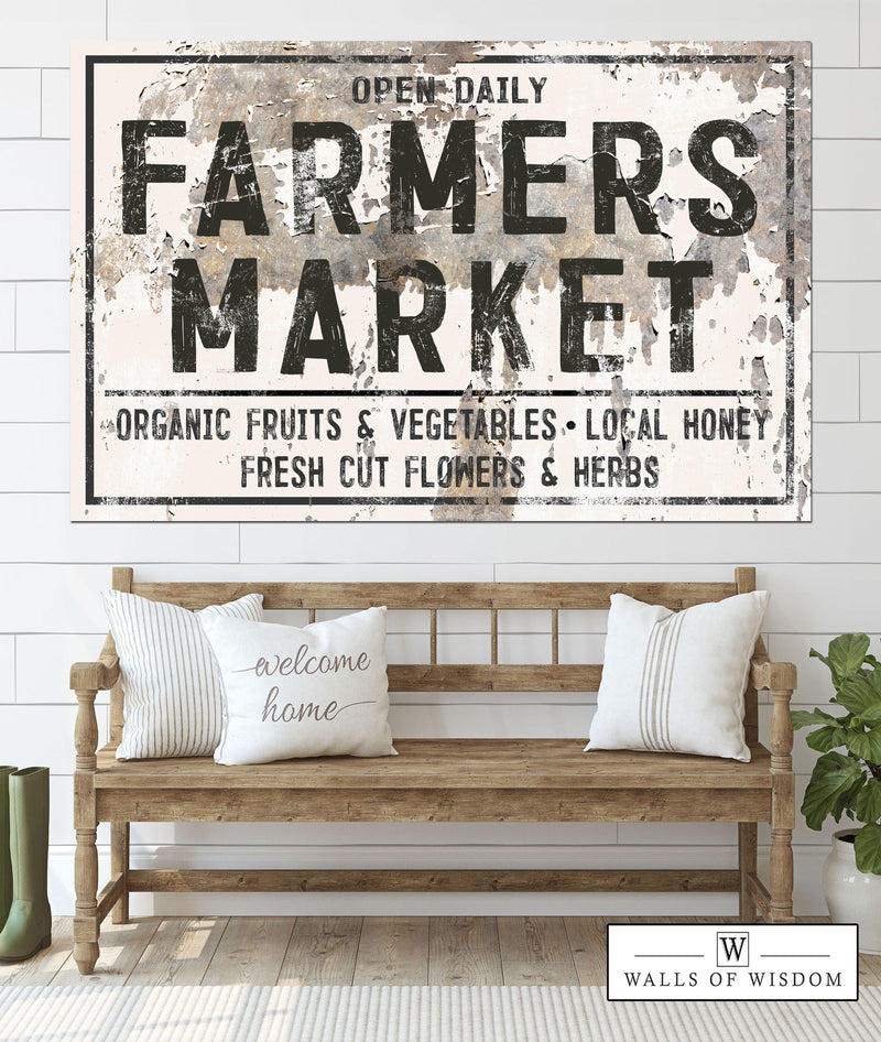 Farmers Market Farmhouse Decor Canvas Wall Art