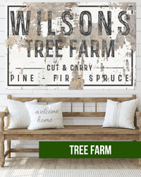 Vintage Style Western Farmhouse Style Neutral Tree Farm Name Decor
