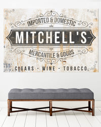 Vintage Mercantile Personalized Farmhouse Canvas Art NLSC0126