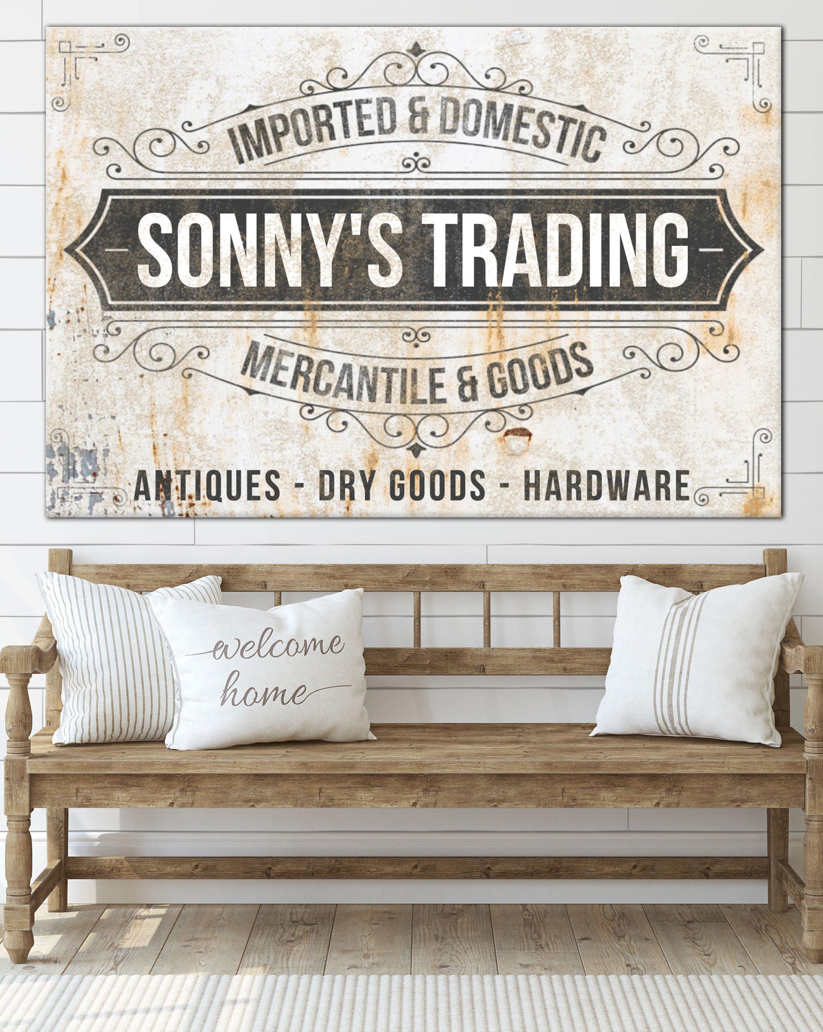 Vintage Mercantile Personalized Farmhouse Canvas Art NLSC0126