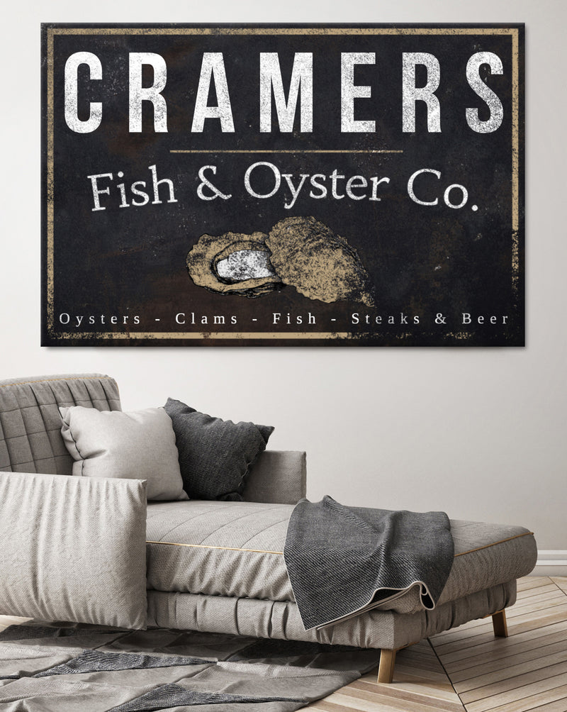 Personalized Vintage Sign - Fish & Oyster Co. Name Sign Canvas Print