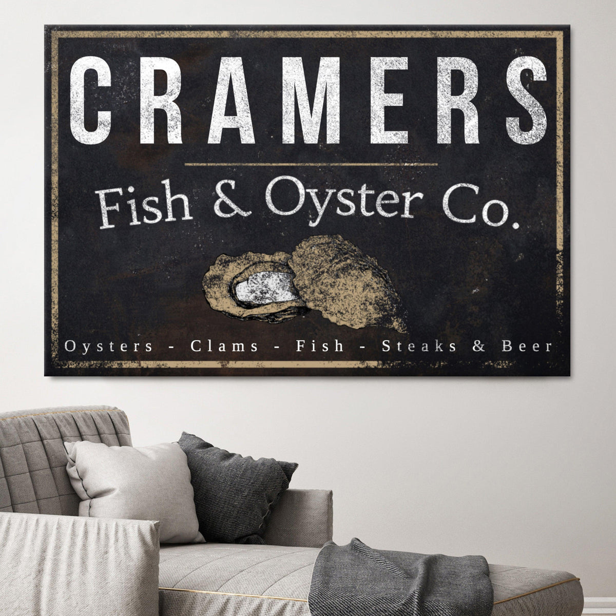 Personalized Vintage Sign - Fish & Oyster Co. Name Sign Canvas Print