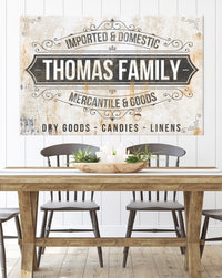 Vintage Mercantile Personalized Farmhouse Canvas Art NLSC0126