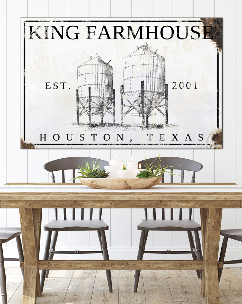Silo Farm Personalized Family Sign - Vintage Signs Customized Name Sign Canvas Wall Art