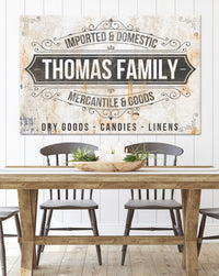 Vintage Mercantile Personalized Farmhouse Canvas Art NLSC0126