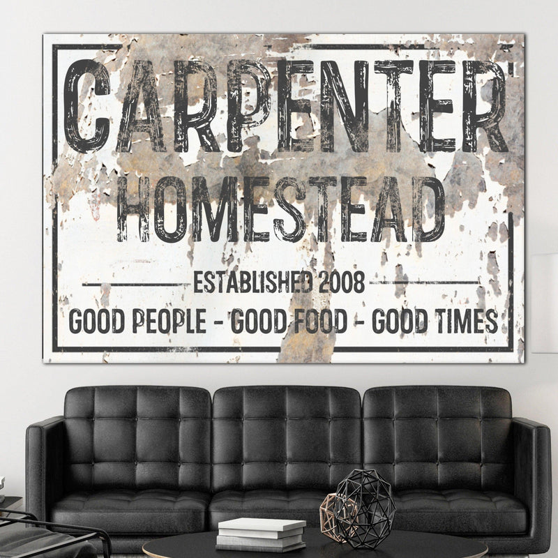 Vintage Farmhouse Decor Personalized Name Sign Canvas Art