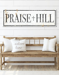 Praise Hill White Farmhouse Wall Art Canvas Church Sign