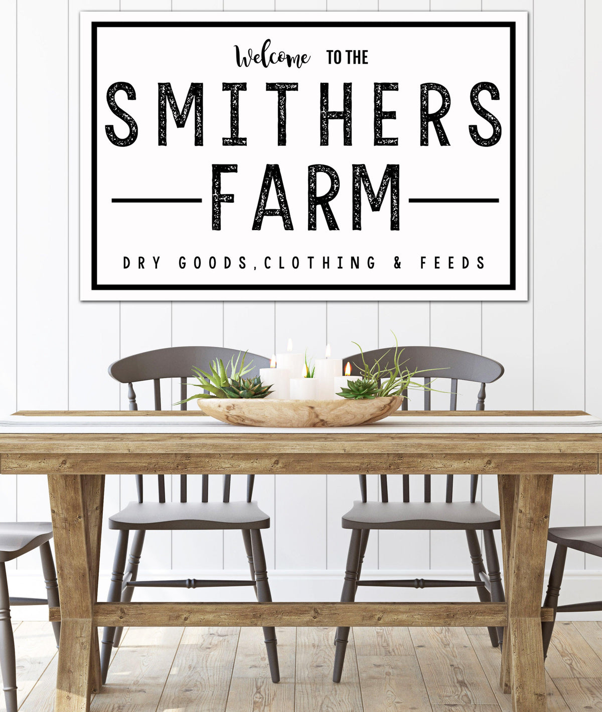 Solid White Silo Home Personalized Family Name Canvas Wall Art NLSC0121