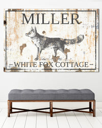 White Fox Cottage Custom Name Sign Canvas Wall Art