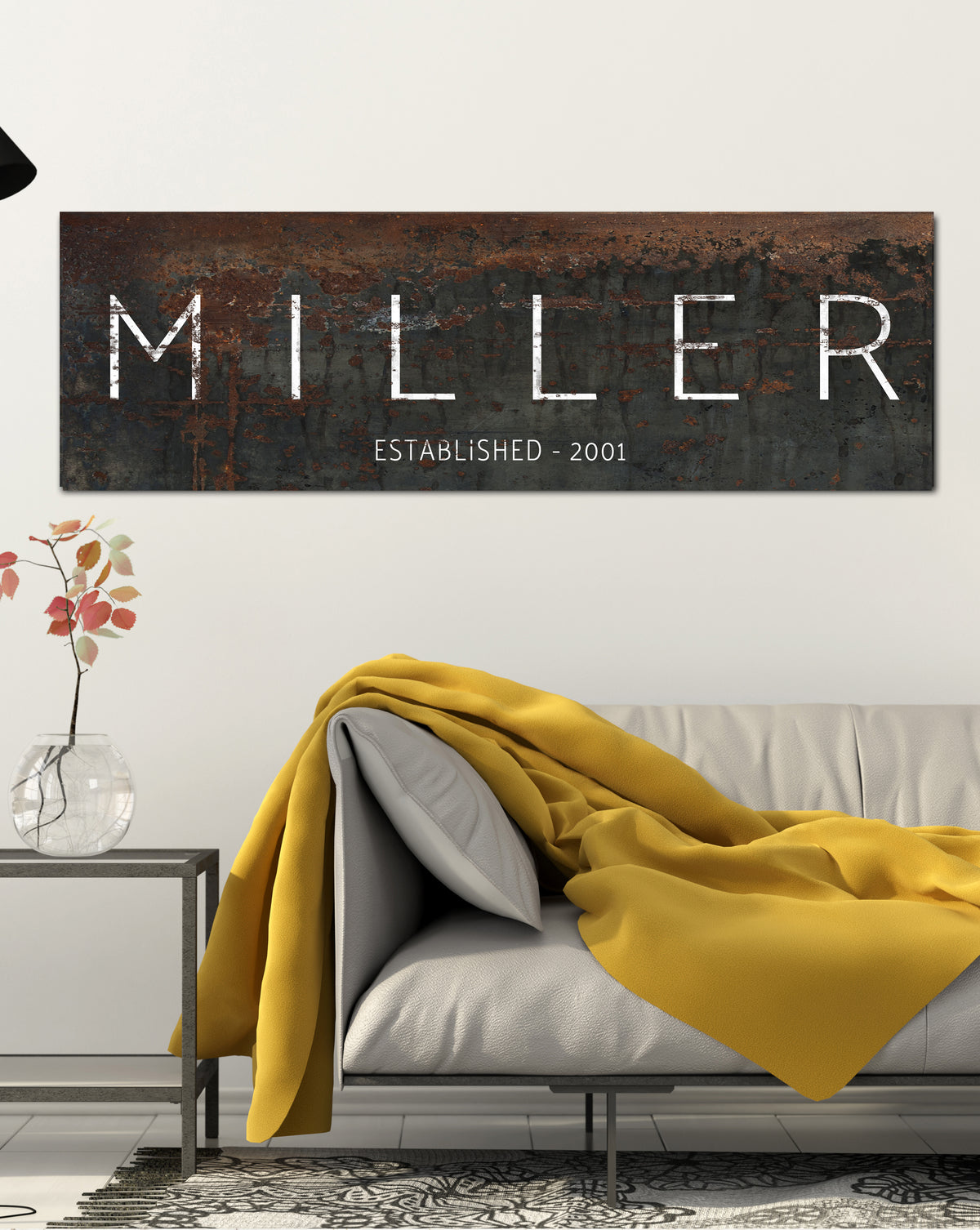 Black Personalized Farmhouse Name Canvas Wall Art NLSC0127