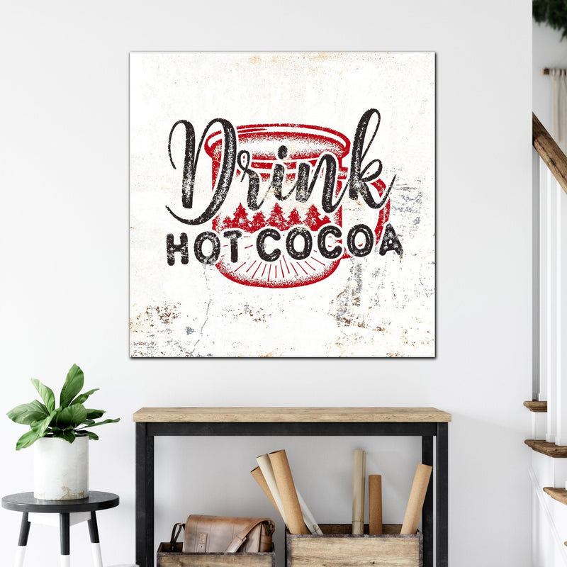 Farmhouse Christmas Canvas Wall Art Cocoa Sign