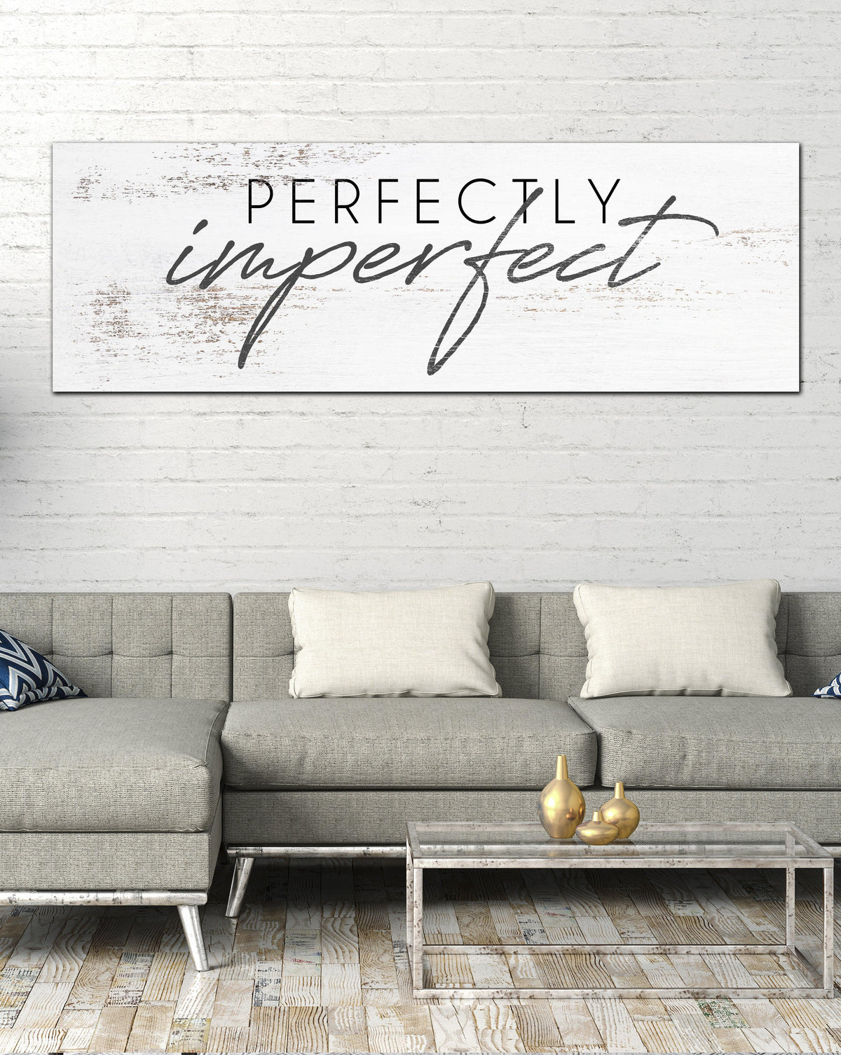 Perfectly Imperfect Farmhouse Decor Motivational Wall Art Canvas