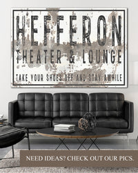 Personalized Home Theater Decor Wall Art Canvas - Last Name Sign