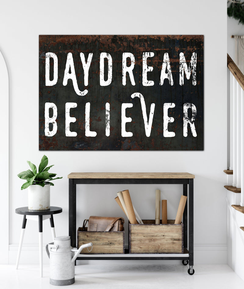 Stylish Rustic Canvas Sign - Black Background with White Font