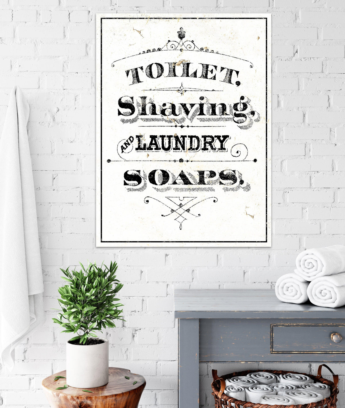 Farmhouse Bathroom Toilet Wall Art - French Country Cottage Bathroom Decor