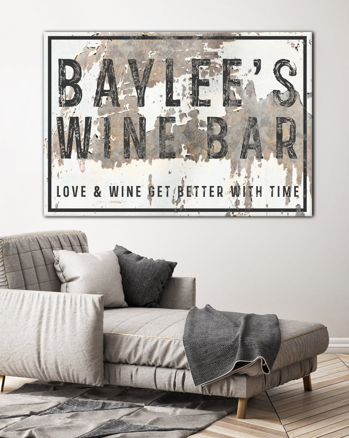 Personalized Vintage Bar Sign Canvas Art - Personalized Farmhouse Decor Wall Art