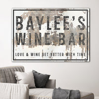 Personalized Vintage Bar Sign Canvas Art - Personalized Farmhouse Decor Wall Art