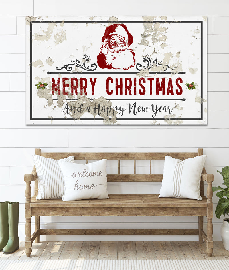 Santa Claus Farmhouse Decor Wall Art Merry Christmas Sign