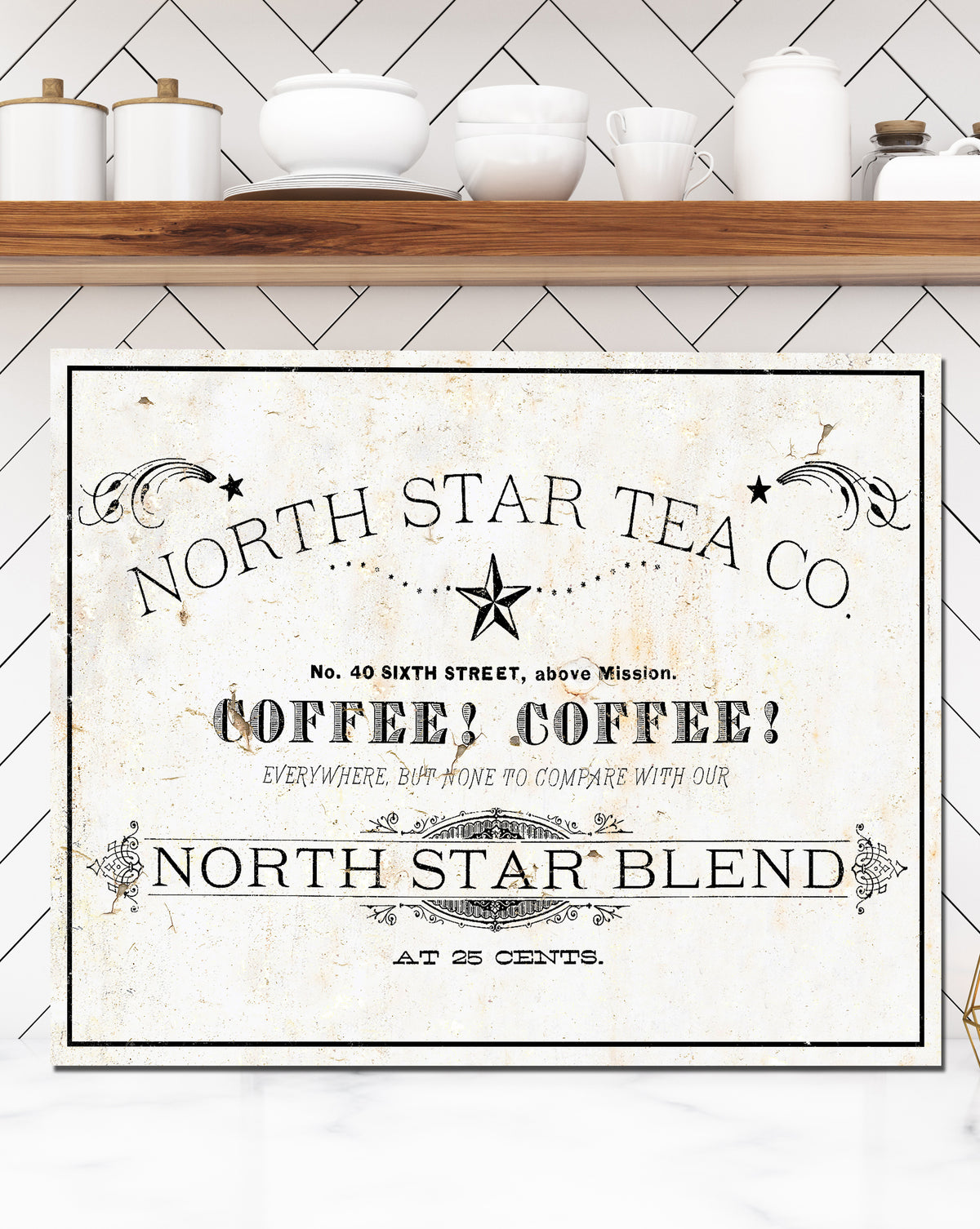 Farmhouse Decor Wall Art Tea Sign For Kitchen French Cottage Sign