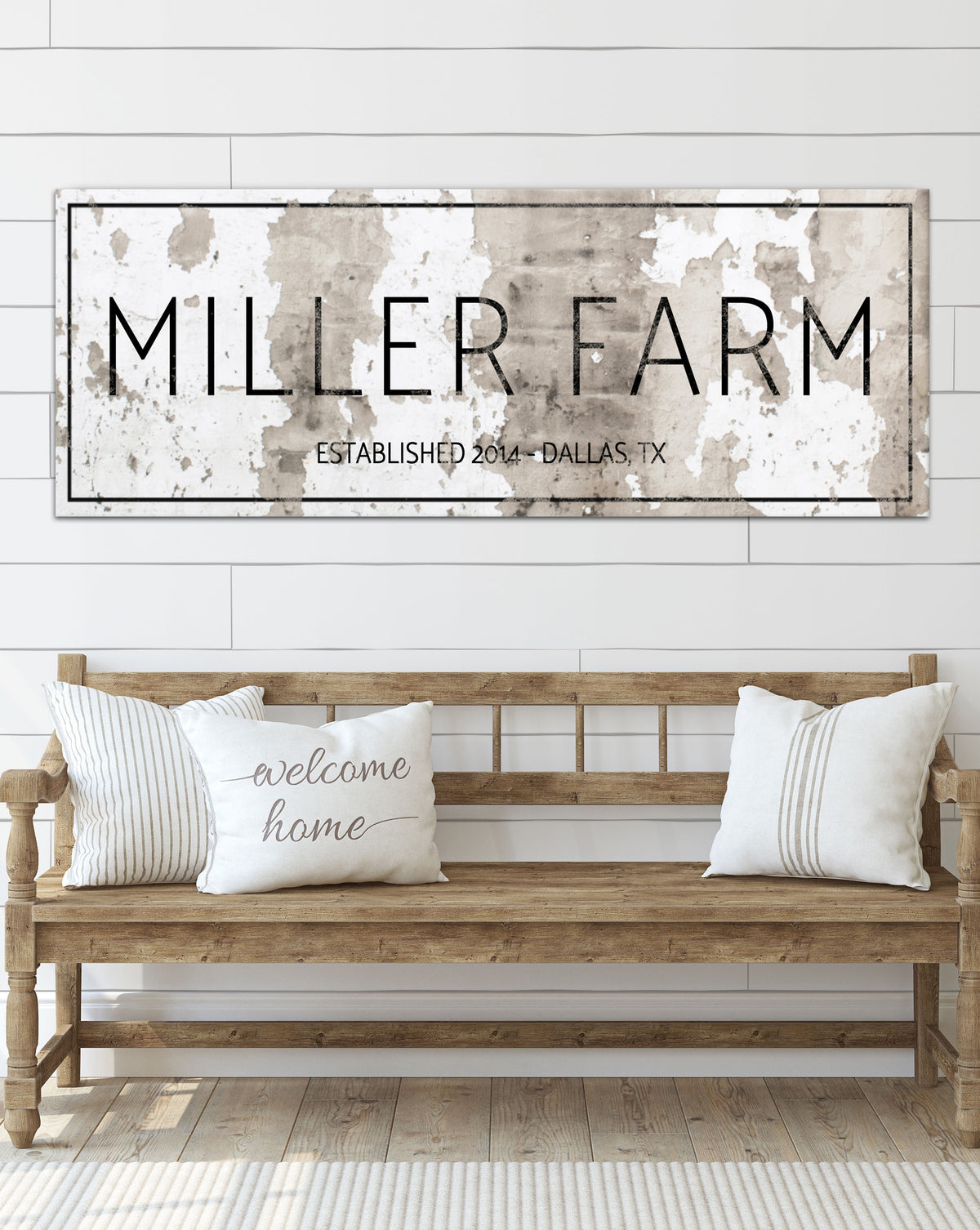 Industrial Style Chippy Farmhouse Personalized Canvas Wall Art NLSC0122