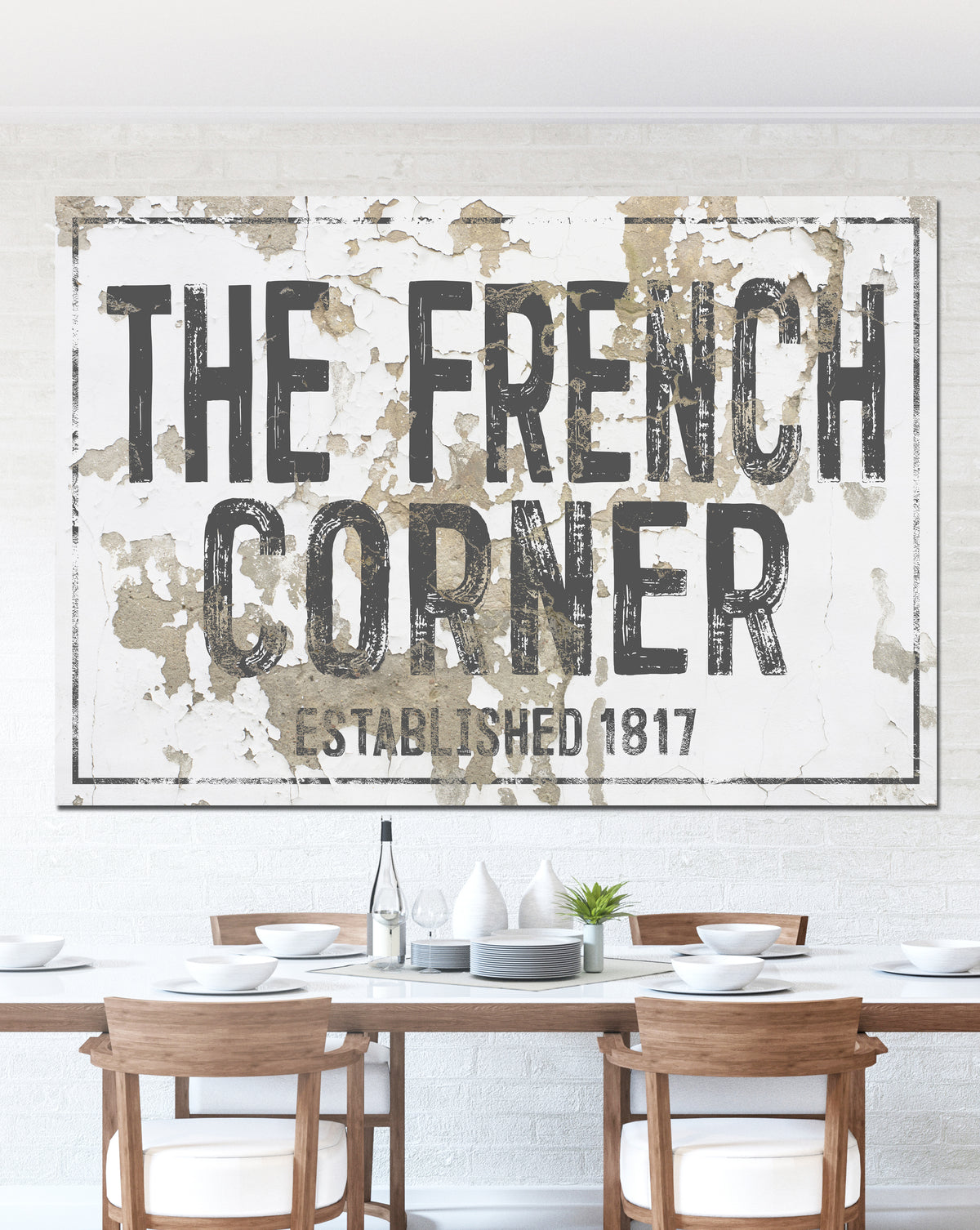 French Corner Farmhouse Style Wall Art Canvas Sign