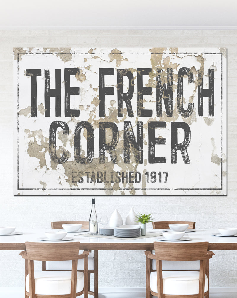 French Corner Farmhouse Style Wall Art Canvas Sign