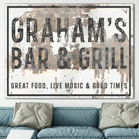 Personalized Vintage Bar Sign Canvas Art - Personalized Farmhouse Decor Wall Art
