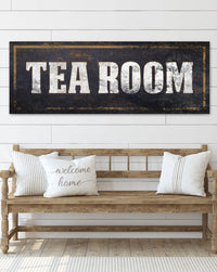 Tea Room Vintage Sign Canvas Wall Art Antique Sign Wall Decor Print