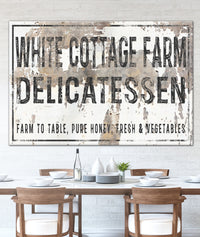 Personalized White Cottage Farm Farmhouse Canvas Wall Art - NLSC0125