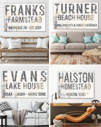 Personalized Family Established Signs Canvas Wall Art