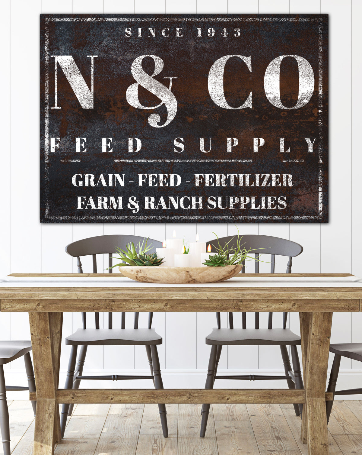 Vintage Farmhouse Decor Name Sign Canvas Wall Art