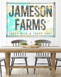 Personalized Farm Sign for Kitchen Canvas Wall Art