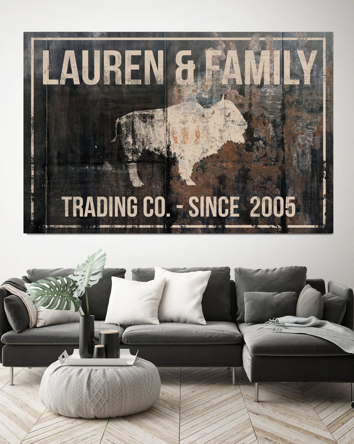 Boho Farmhouse Decor Custom Name Sign Canvas Art