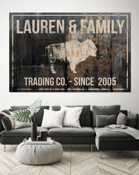 Boho Farmhouse Decor Custom Name Sign Canvas Art
