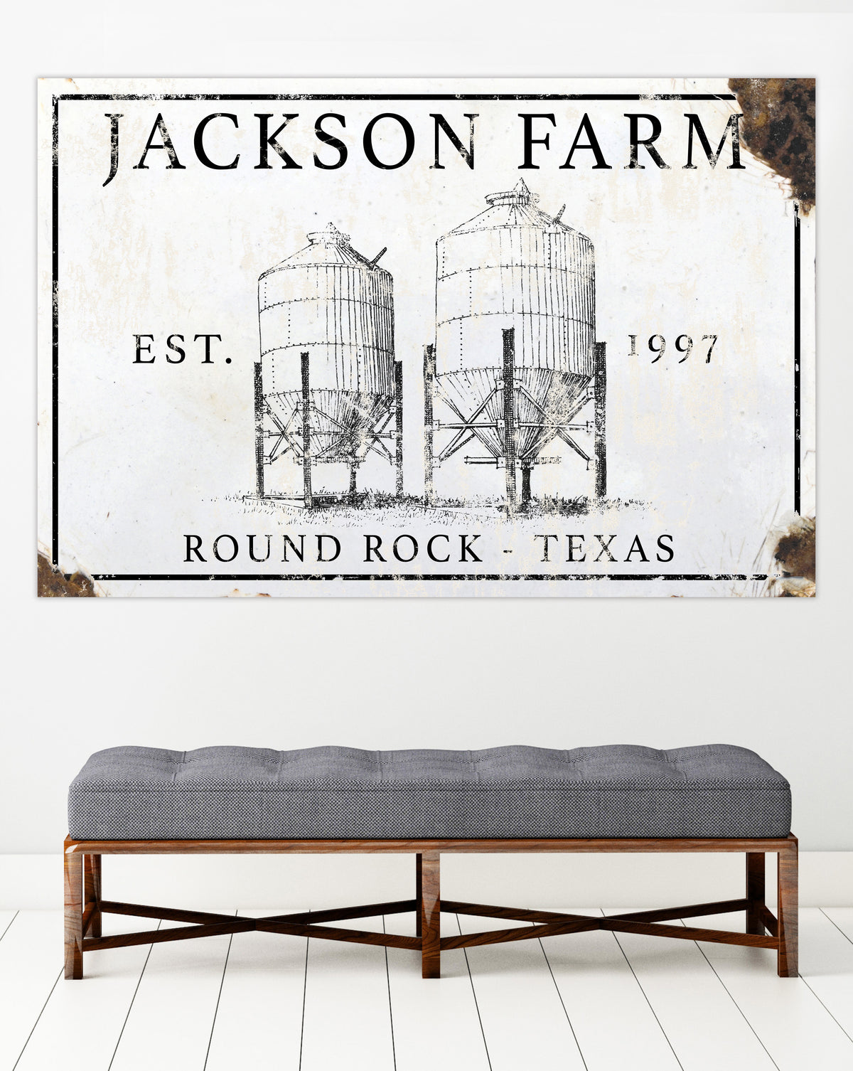 Silo Farm Personalized Family Sign - Vintage Signs Customized Name Sign Canvas Wall Art