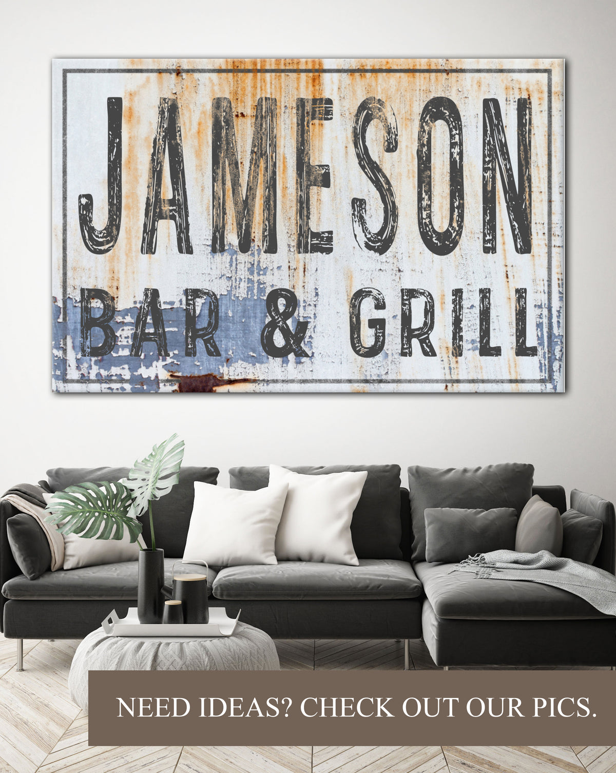 Personalized Large Name Sign - Industrial Farmhouse Wall Art Bar Sign