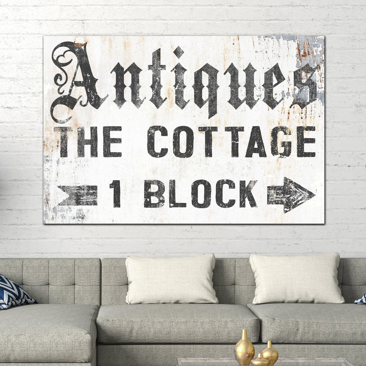 Antiques The Cottage Vintage Canvas Wall Art - Unique Metal-Style Decor