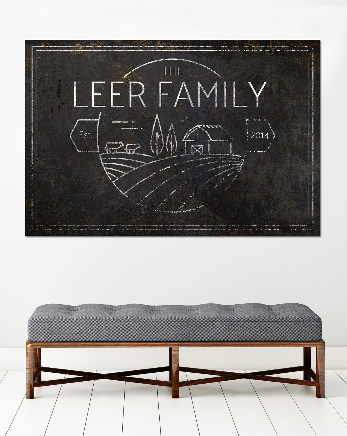 Black Farm Logo Personalized Farmhouse Canvas Wall Art NLSC0123