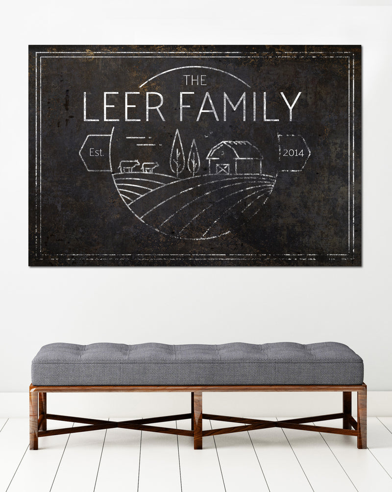 Black Farm Logo Personalized Farmhouse Canvas Wall Art NLSC0123
