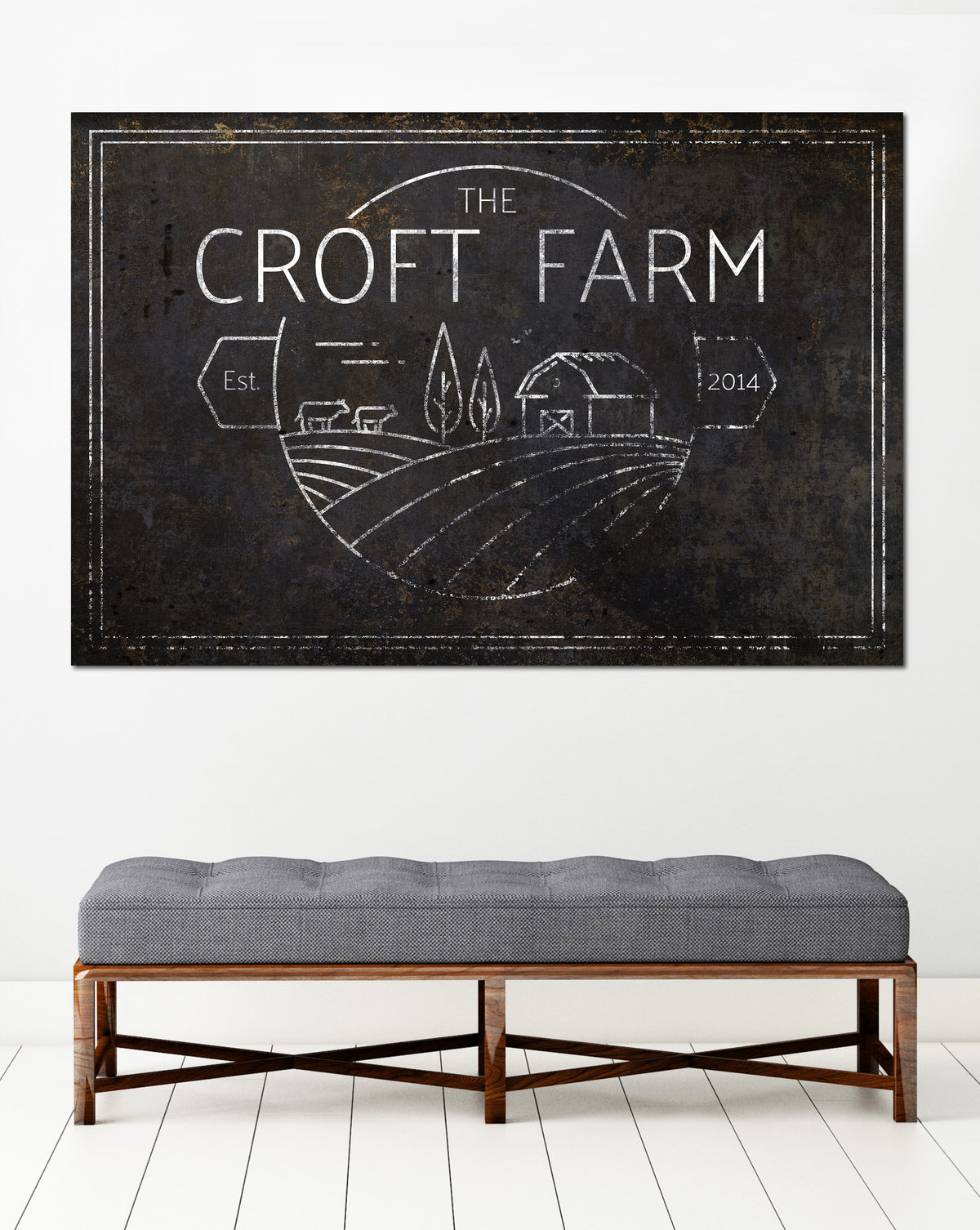 Black Farm Logo Personalized Farmhouse Canvas Wall Art NLSC0123