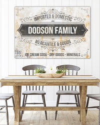 Vintage Mercantile Personalized Farmhouse Canvas Art NLSC0126