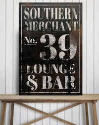 Southern Merchant 39 Industrial Farmhouse Wall Art - Vintage Canvas Bar Sign