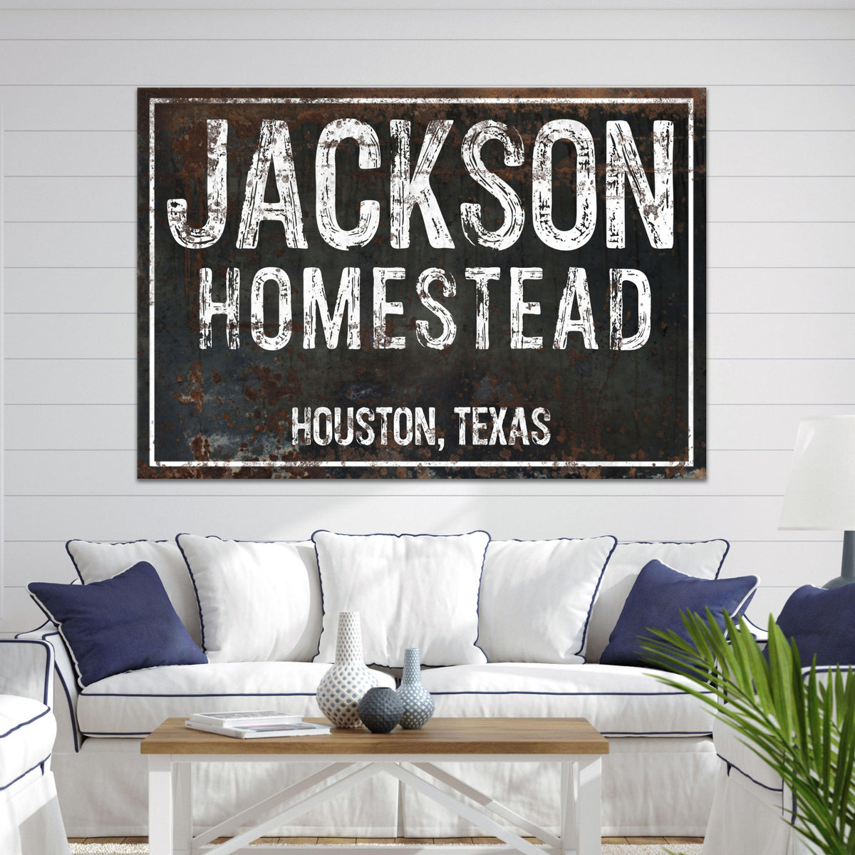 Personalized Homestead Farmhouse Black Metal Style Canvas Art NLSC1203